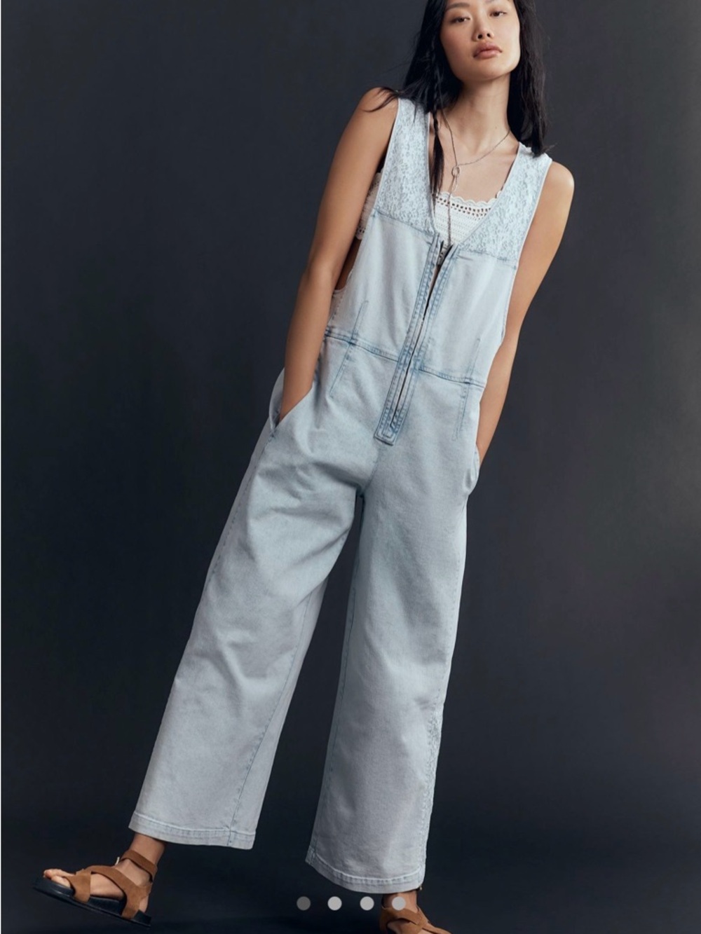 Anthropologie Pilcro Front Zip Wide Leg Denim Jumpsuit